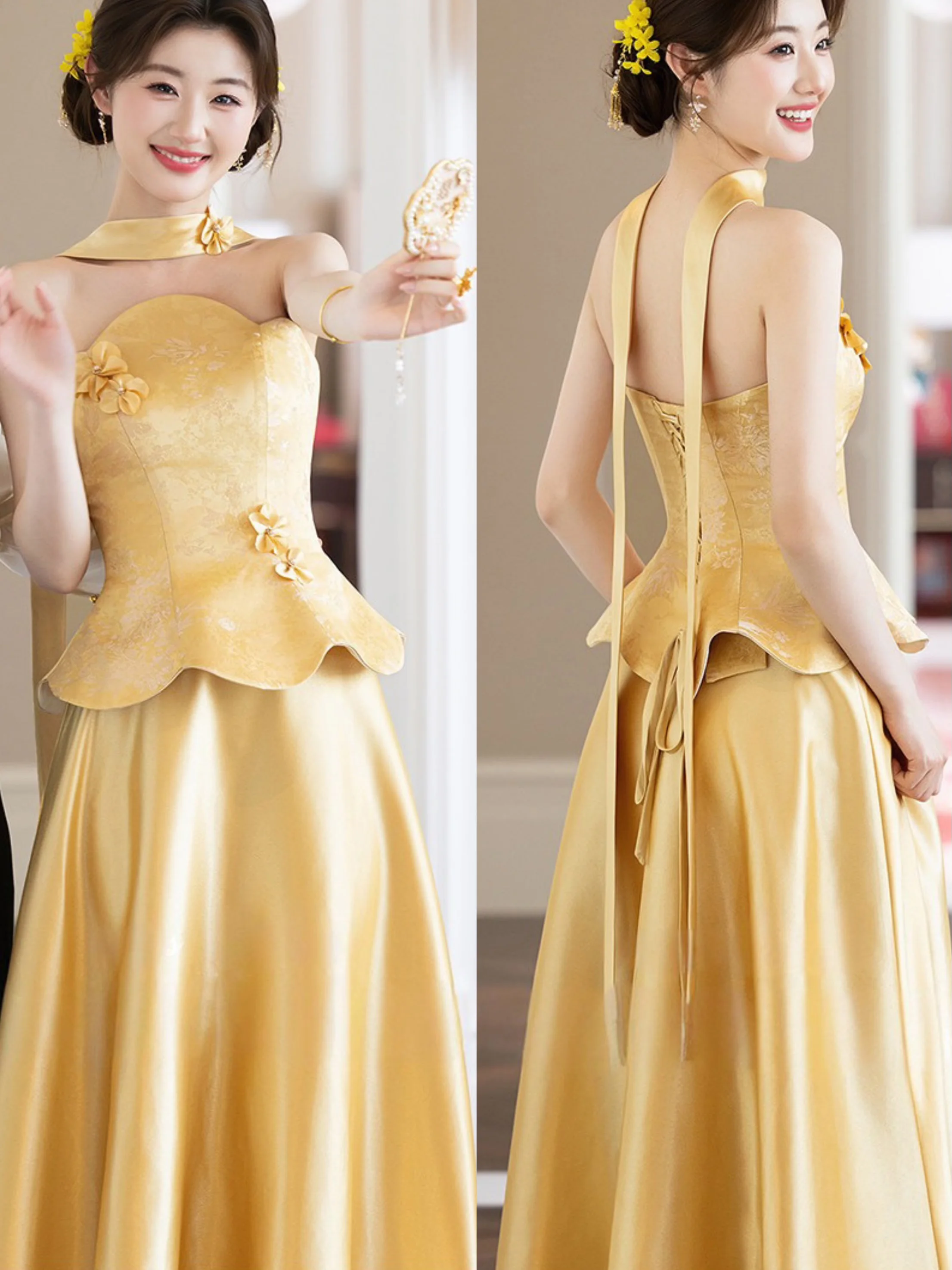 Women Strapless New Chinese Style Bridal Dress Luxury Minimalist Wedding Toast Robe Elegant Engagement Photo Registry Dress
Women Strapless New Chinese Style Bridal Dress Luxury Minimalist Wedding Toast Robe Elegant Engagement Photo Registry Dress