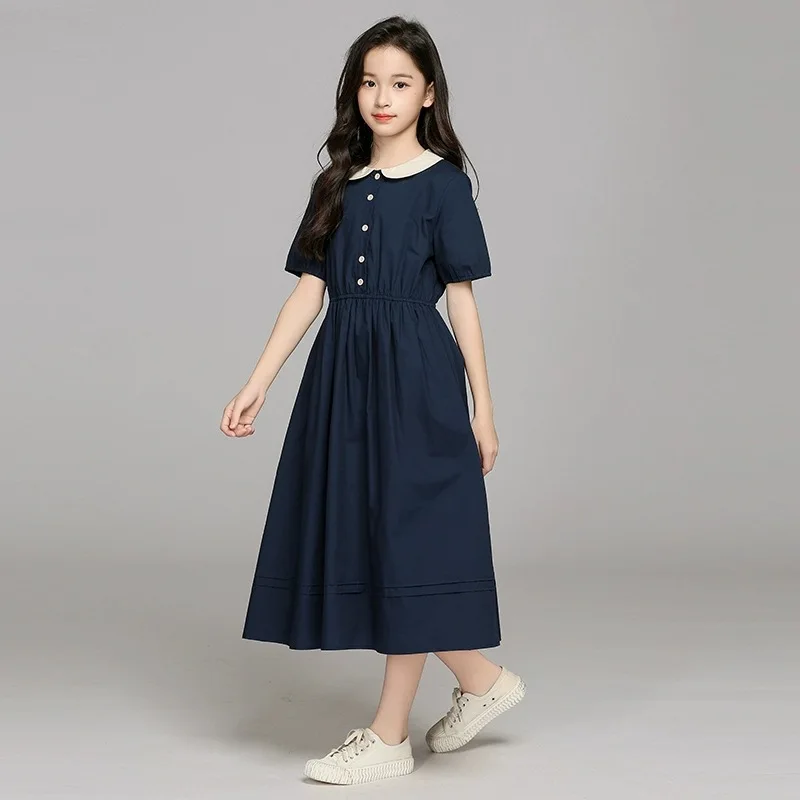 Girls' Peter Pan Collar Long Dress Summer, Casual Preppy Waist Princess Gown for Big Kids Breathable Daily Wear
Girls' Peter Pan Collar Long Dress Summer, Casual Preppy Waist Princess Gown for Big Kids Breathable Daily Wear