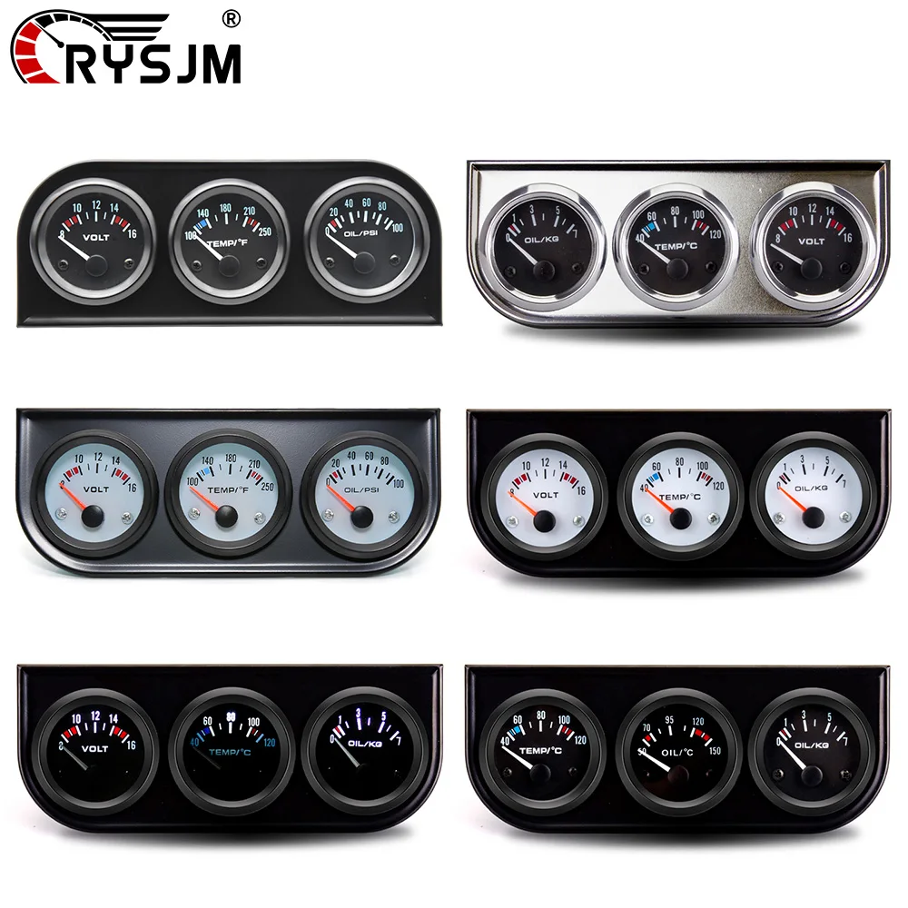 52MM Triple Table Instrument Panel Oil Pressure Voltage Water Temp Gauge Kit with Sensor Oil Temp Triple Gauge for All Vehicle
52MM Triple Table Instrument Panel Oil Pressure Voltage Water Temp Gauge Kit with Sensor Oil Temp Triple Gauge for All Vehicle