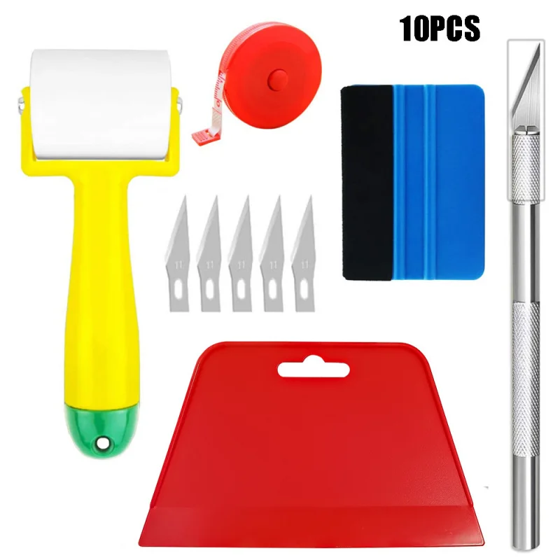 10 Pieces Multi Purpose Film Application Tool Set Double Sided Squeegee Roller Hard Scraper Measuring Tape Craft Cutting Knife
10 Pieces Multi Purpose Film Application Tool Set Double Sided Squeegee Roller Hard Scraper Measuring Tape Craft Cutting Knife