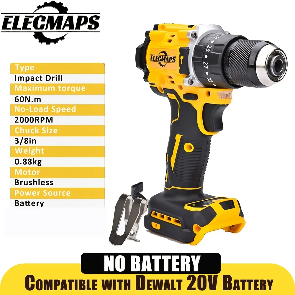 KEEHOME ELECMAPS 20V Drill (Battery Not Included), 2-Speed Settings, Adjustable Torque Up to 60Nm, with LED Work Light, Ideal for Home Projects And Wood Drilling, Gift for Men
KEEHOME ELECMAPS 20V Drill (Battery Not Included), 2-Speed Settings, Adjustable Torque Up to 60Nm, with LED Work Light, Ideal for Home Projects And Wood Drilling, Gift for Men