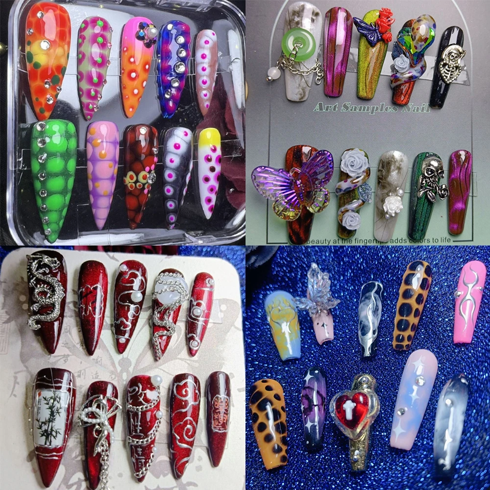 High Quality Gothic Dark Punk Style Handmade Fake Nails Y2K Eyes Metal Chain Butterfly Flowers Long Stiletto Coffin False Nail
High Quality Gothic Dark Punk Style Handmade Fake Nails Y2K Eyes Metal Chain Butterfly Flowers Long Stiletto Coffin False Nail