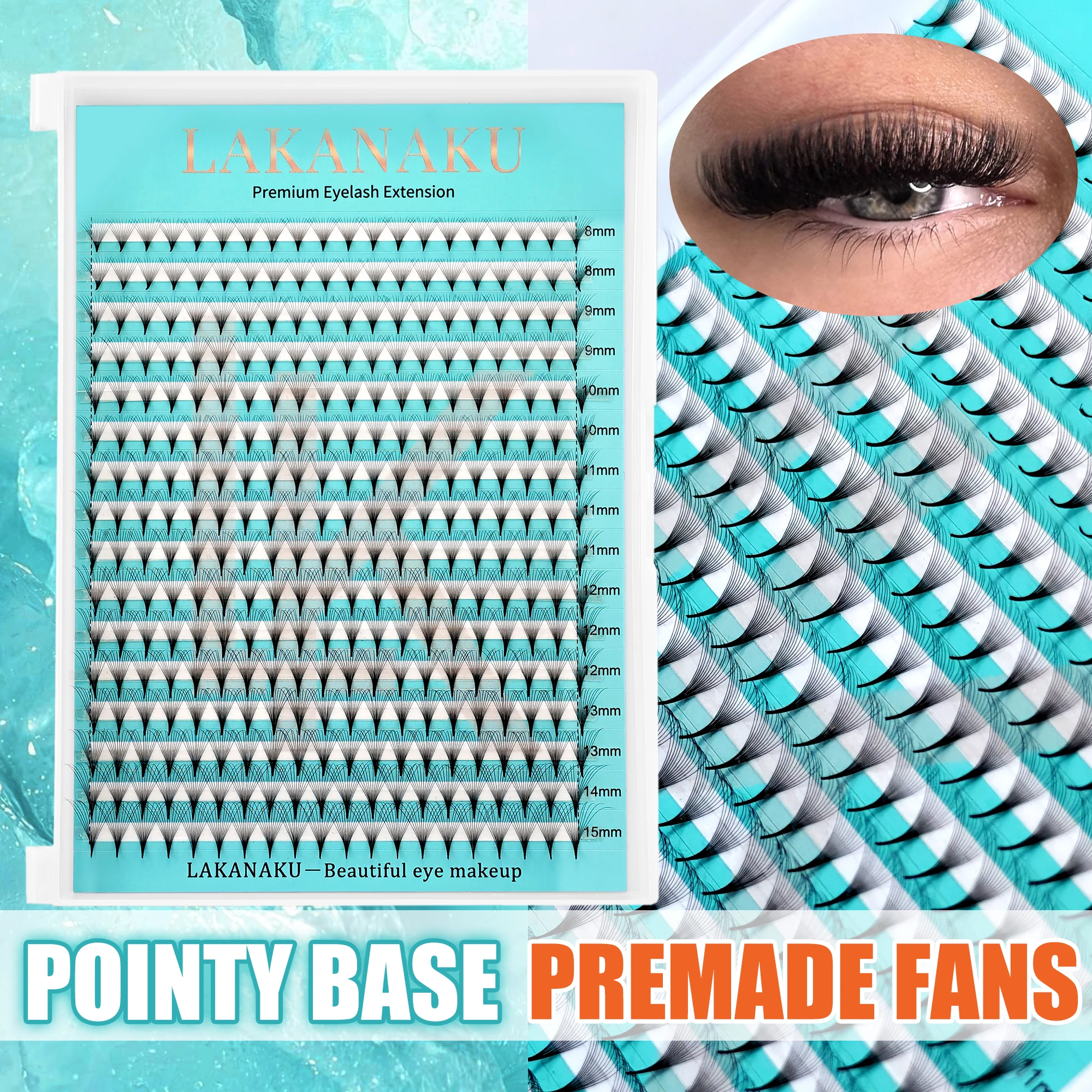 LAKANAKU Large Tray Thin Pointy Base Promade Fans 6D-16D Matte Sharp Narrow Stem Russia Volume Premade Fan Eyelash Extension
LAKANAKU Large Tray Thin Pointy Base Promade Fans 6D-16D Matte Sharp Narrow Stem Russia Volume Premade Fan Eyelash Extension