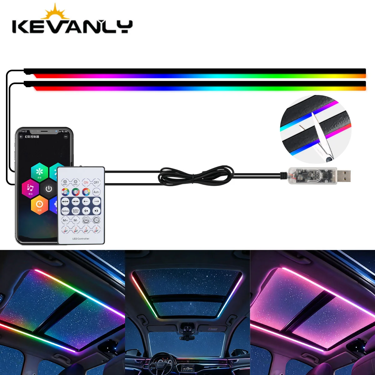 140cmx2 Symphony APP Control Car Roof Panoramic Skylight Ambient Lights Refit Panoramic Acrylic Strips Dashboard Decoration
140cmx2 Symphony APP Control Car Roof Panoramic Skylight Ambient Lights Refit Panoramic Acrylic Strips Dashboard Decoration
