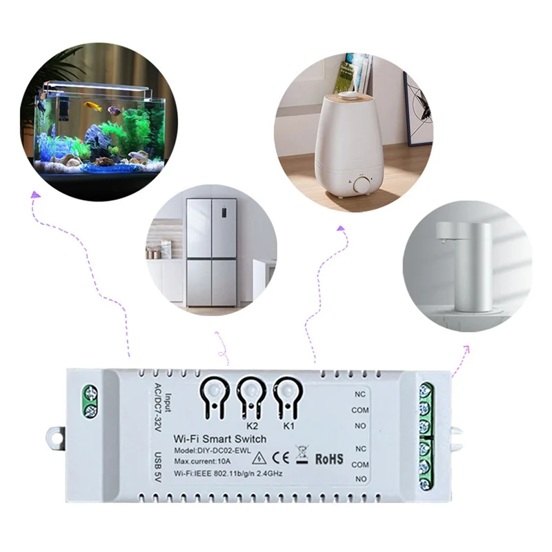 AA91 2CH WiFi Smart Switch DIY Timer EWeLink APP 7-32V USB 5V 2.4G WiFi Home Automation Module for Alexa Google Home IFTT
AA91 2CH WiFi Smart Switch DIY Timer EWeLink APP 7-32V USB 5V 2.4G WiFi Home Automation Module for Alexa Google Home IFTT