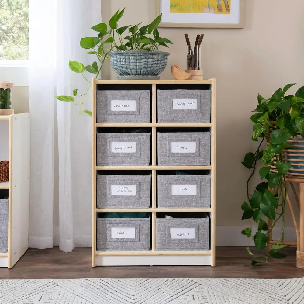 8-Bin Fabric Toy Storage Organizer - White Wooden Cabinet for Home, School, Playroom, and Bedroom
8-Bin Fabric Toy Storage Organizer - White Wooden Cabinet for Home, School, Playroom, and Bedroom