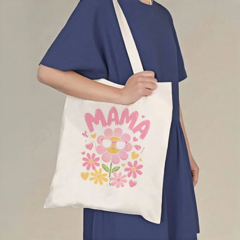 1pc Pink Mama Flower Print Canvas Tote Bag, Double-sided Casual Shoulder Handbag
1pc Pink Mama Flower Print Canvas Tote Bag, Double-sided Casual Shoulder Handbag