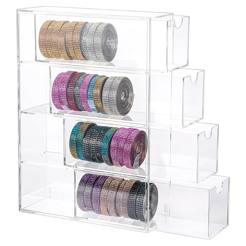 Acrylic Organizer, Clear Washi Tape Storage Holder With 4 Sliding Drawers, For Scrapbooking Art Craft Supplies
Acrylic Organizer, Clear Washi Tape Storage Holder With 4 Sliding Drawers, For Scrapbooking Art Craft Supplies
