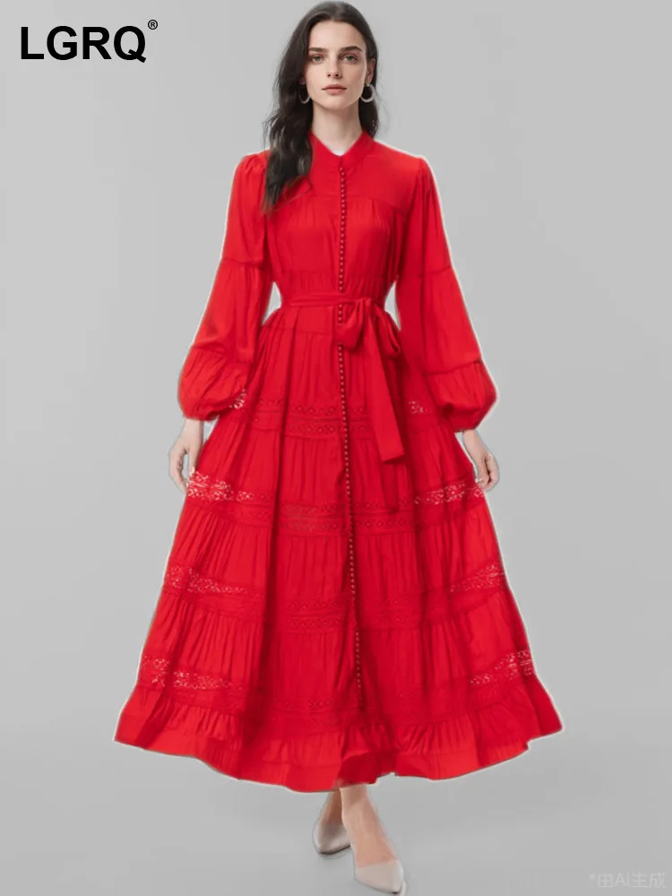 LGRQ Women's Lace Evening Party Dress Fashion Long Sleeve O-neck Single Breasted High Waist A-line Dresses 2024 Autumn Clothing
LGRQ Women's Lace Evening Party Dress Fashion Long Sleeve O-neck Single Breasted High Waist A-line Dresses 2024 Autumn Clothing
