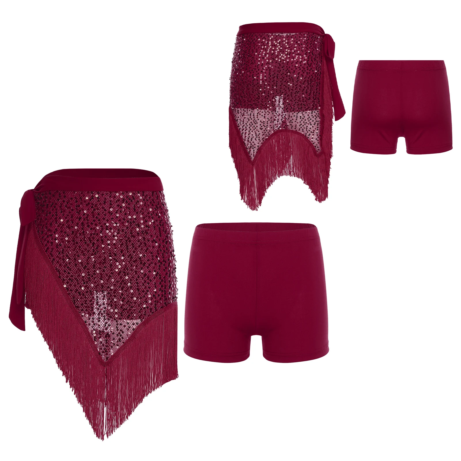 Womens Belly Dance Bottom Sequined Hip Scarf And Safety Shorts Tassel Trim Side Lacing Irregular Hip Skirt Shorts Dance Costume
Womens Belly Dance Bottom Sequined Hip Scarf And Safety Shorts Tassel Trim Side Lacing Irregular Hip Skirt Shorts Dance Costume