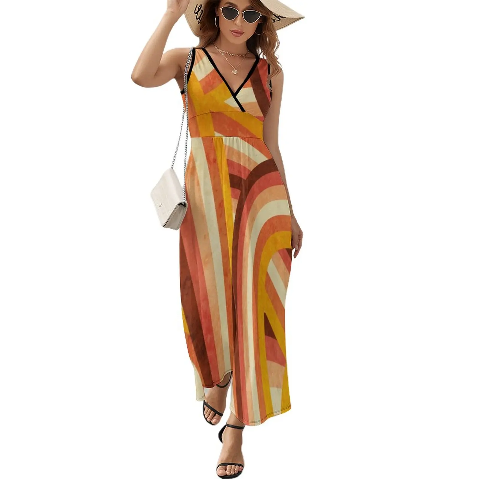 Vintage Orange 70's Style Rainbow Stripes Sleeveless Dress summer women's suit luxury women's party dress evening prom
Vintage Orange 70's Style Rainbow Stripes Sleeveless Dress summer women's suit luxury women's party dress evening prom
