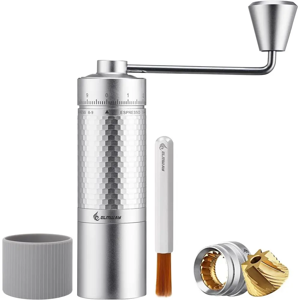 Portable Manual Coffee Grinder with Seven Star Titanium Plated 440 Stainless Steel Burrs for Home, Office, Travel
Portable Manual Coffee Grinder with Seven Star Titanium Plated 440 Stainless Steel Burrs for Home, Office, Travel