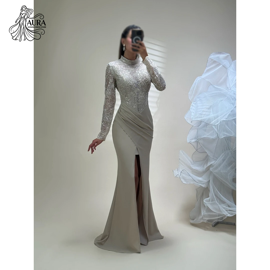 Aura Round Neck Long Sleeves Dresses Elegant Evening Party Dress Fishtail Skirt Ball Gown Customized Slit Lace Embroidery Prom
Aura Round Neck Long Sleeves Dresses Elegant Evening Party Dress Fishtail Skirt Ball Gown Customized Slit Lace Embroidery Prom