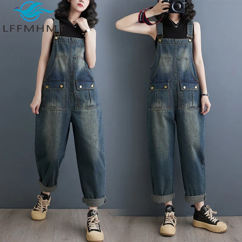 Spring Autumn All Match Loose Denim Suspender for Women Vintage Multi-pocket Slim Fit Casual Cropped Overalls Female Jumpsuits
Spring Autumn All Match Loose Denim Suspender for Women Vintage Multi-pocket Slim Fit Casual Cropped Overalls Female Jumpsuits