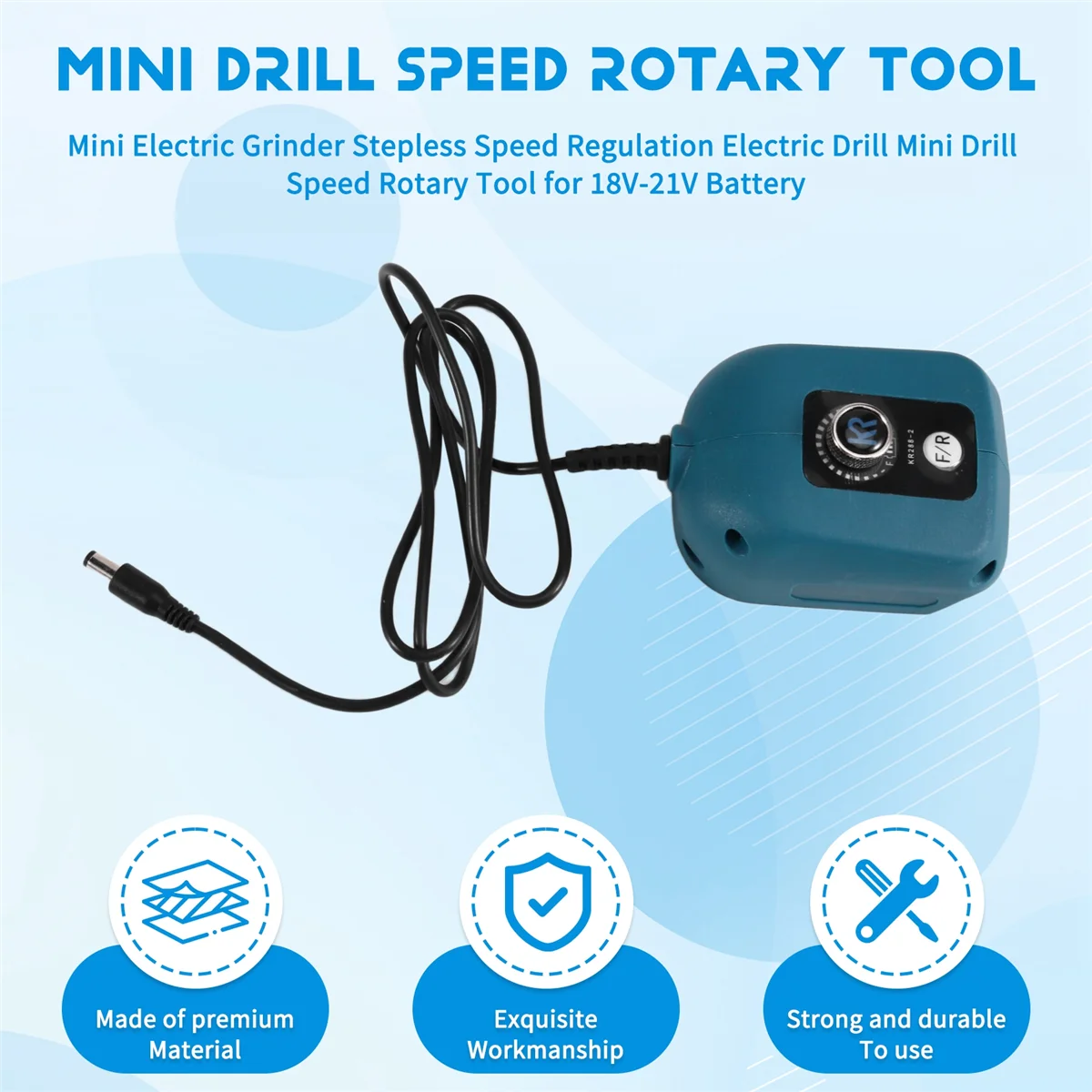 AA98 Mini Electric Grinder Stepless Speed Regulation Electric Drill Mini Drill Speed Rotary Tool for 18V-21V Battery
AA98 Mini Electric Grinder Stepless Speed Regulation Electric Drill Mini Drill Speed Rotary Tool for 18V-21V Battery