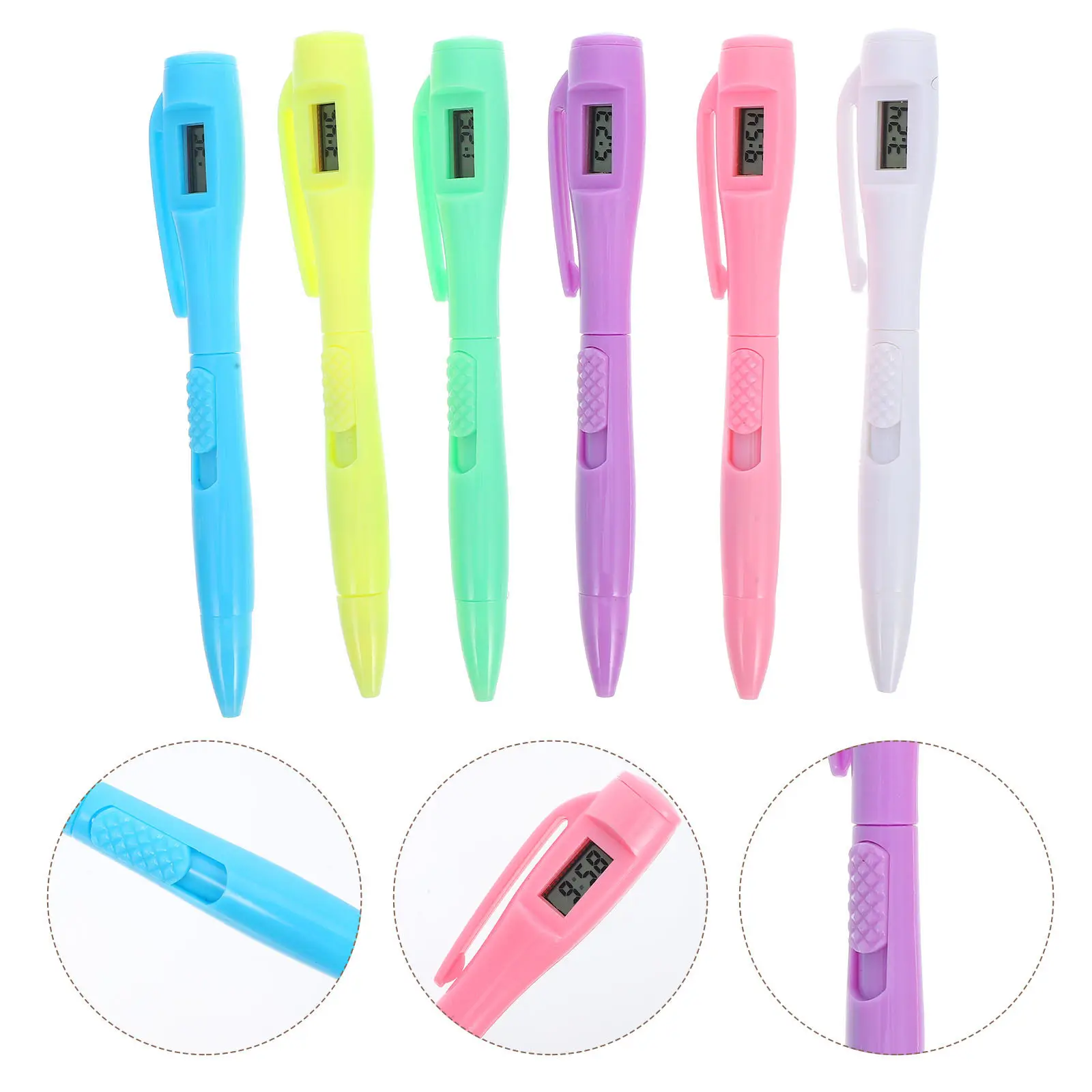 6Pcs Timekeeping Pen with Built-in Digital Clock Fine-Tip Ballpoint for Exams Study Note-Taking Writing and Time Management
6Pcs Timekeeping Pen with Built-in Digital Clock Fine-Tip Ballpoint for Exams Study Note-Taking Writing and Time Management