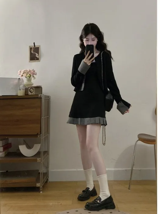 plus Size Spring Set Women's Short Sleeveless Dress And Cardigan Color Block Slimming A-Line Skirt Korean Style Fashionable
plus Size Spring Set Women's Short Sleeveless Dress And Cardigan Color Block Slimming A-Line Skirt Korean Style Fashionable