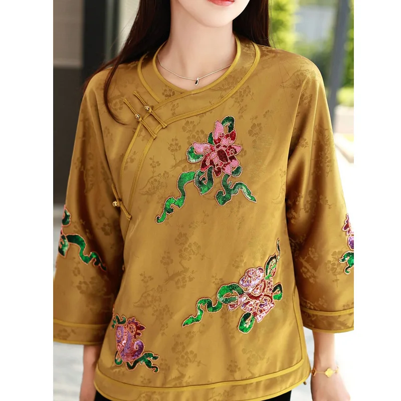 High-end Spring Women Beading Top Retro Embroidery Peony Elegant Lady Loose Acetate Coat Traditional Chinese Garments S-XXL
High-end Spring Women Beading Top Retro Embroidery Peony Elegant Lady Loose Acetate Coat Traditional Chinese Garments S-XXL