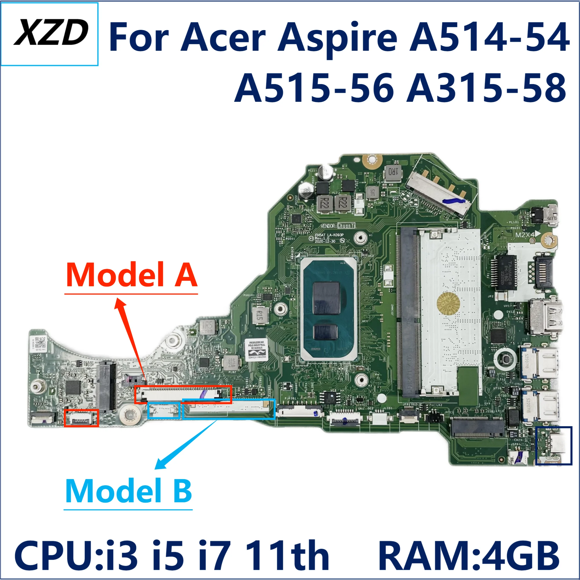 LA-K093P Материнская плата для Acer Aspire A514-54 A515-56 A315-58 Материнская плата для ноутбука с процессором: I3 I5 I7-11TH RAM: 4G 100% протестировано ОК
LA-K093P Материнская плата для Acer Aspire A514-54 A515-56 A315-58 Материнская плата для ноутбука с процессором: I3 I5 I7-11TH RAM: 4G 100% протестировано ОК