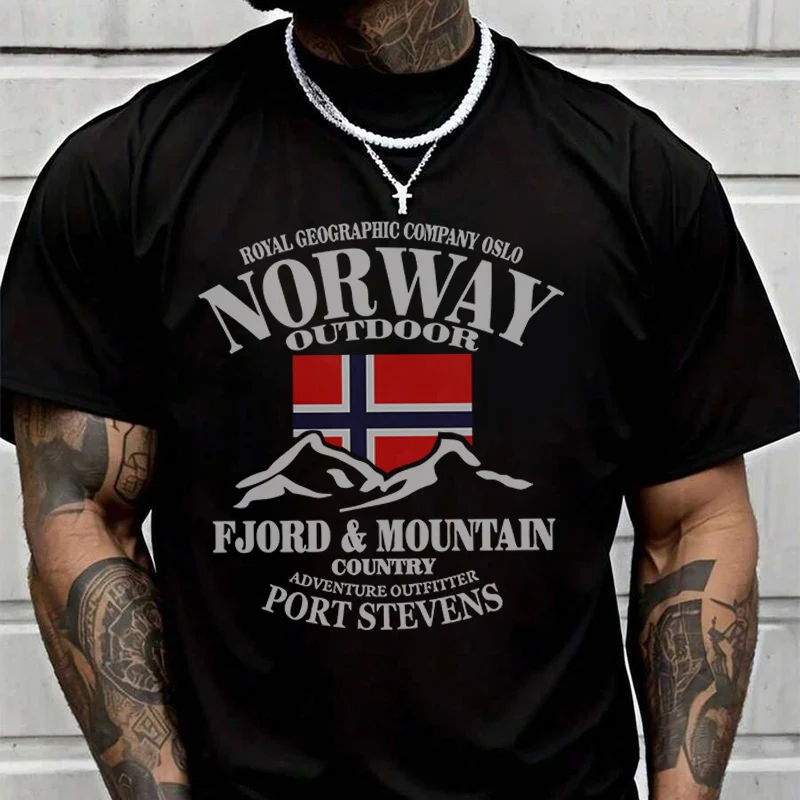 Norway Flag Fjord Mountain Creative Print T Shirt Summer Short-sleeved Casual Tee Men Women Streetwear Loose T-shirt
Norway Flag Fjord Mountain Creative Print T Shirt Summer Short-sleeved Casual Tee Men Women Streetwear Loose T-shirt