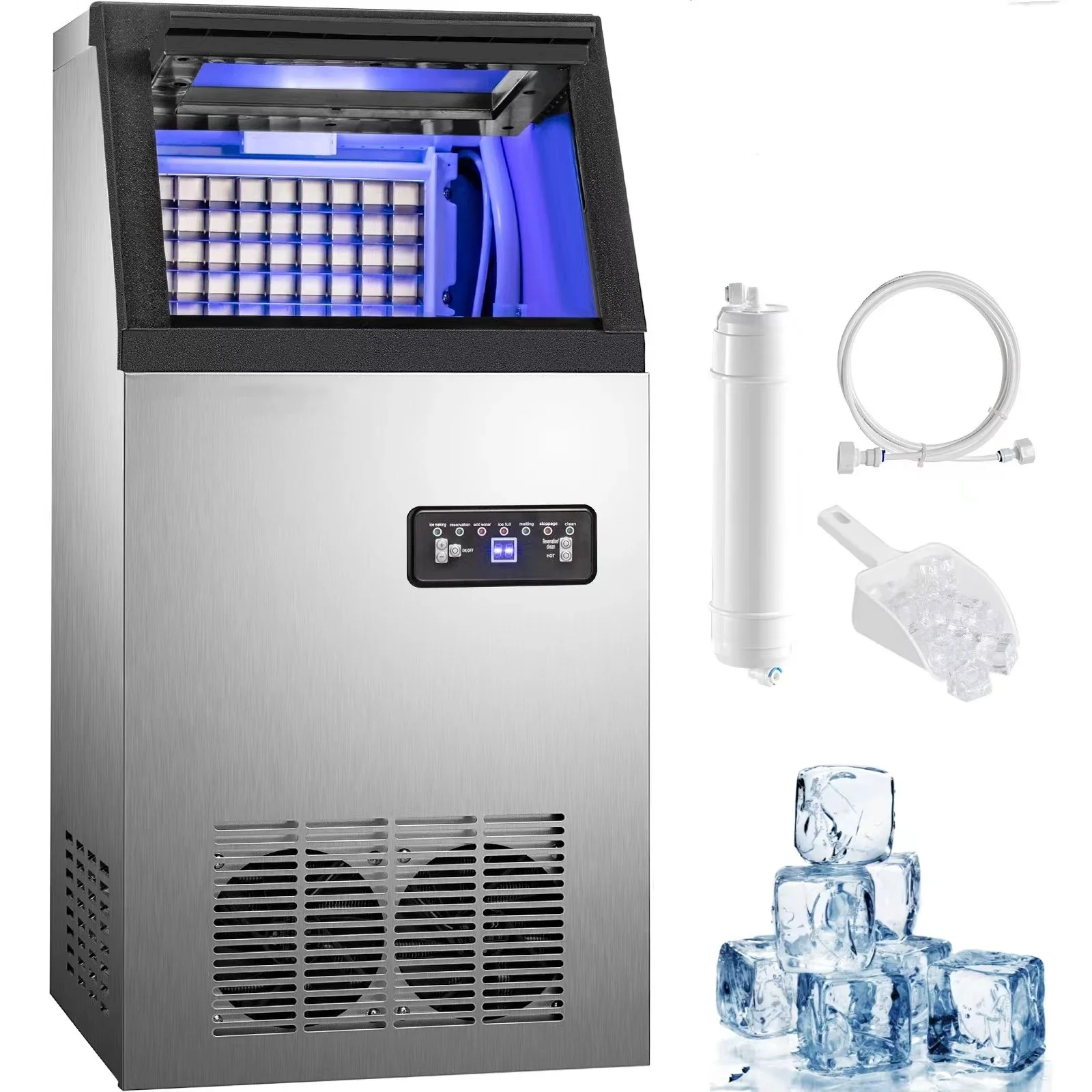 Commercial Ice Maker 40kg/24H Ice Maker Machine Stainless Steel Automatic Ice Machine With Scoop Connection Hoses
Commercial Ice Maker 40kg/24H Ice Maker Machine Stainless Steel Automatic Ice Machine With Scoop Connection Hoses
