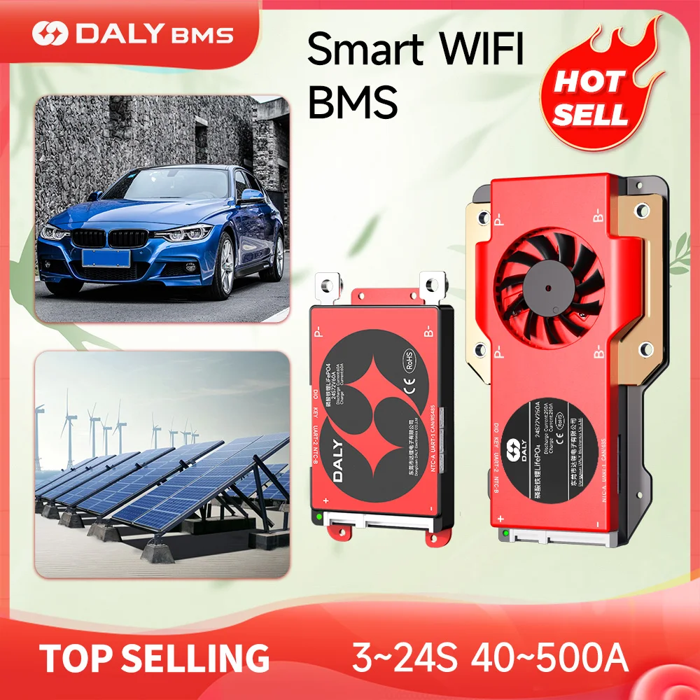 Daly Smart BMS with WIFI Module LiFePo4 8S 24V 16S 48V Li-ion 13S 14S 48V 16S 17S 60V 20S 72V with CAN for Home Energy Storage
Daly Smart BMS with WIFI Module LiFePo4 8S 24V 16S 48V Li-ion 13S 14S 48V 16S 17S 60V 20S 72V with CAN for Home Energy Storage