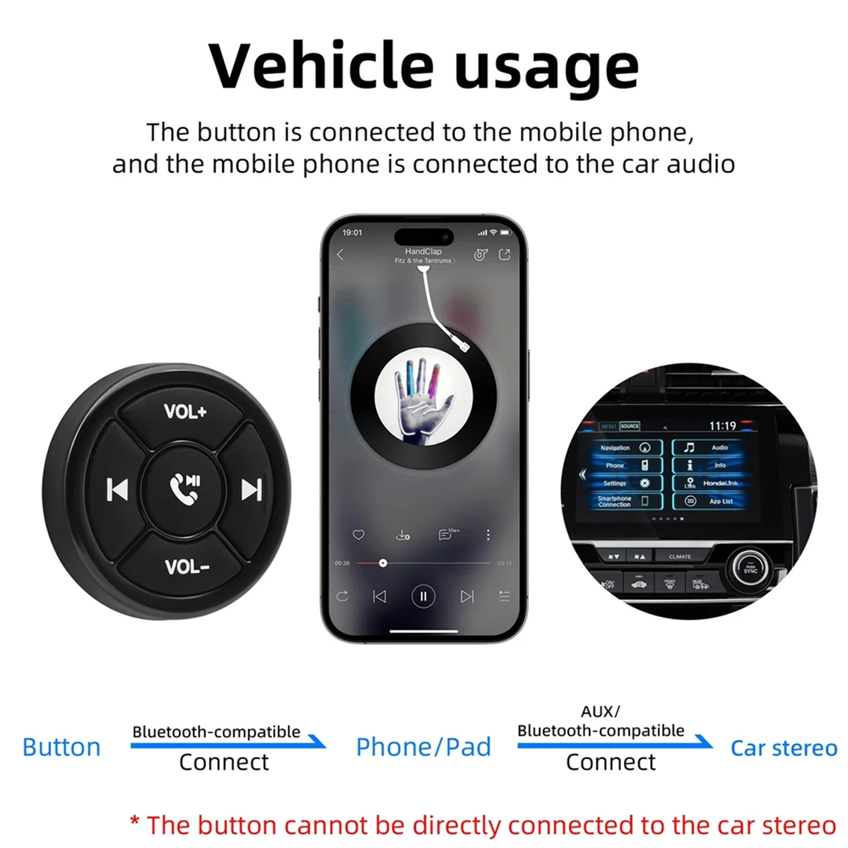 New Wireless Bluetooths Remote Controller Car Motorcycle Bike Media Button MP3 Music Player for IOS Android Phone Tablet
New Wireless Bluetooths Remote Controller Car Motorcycle Bike Media Button MP3 Music Player for IOS Android Phone Tablet