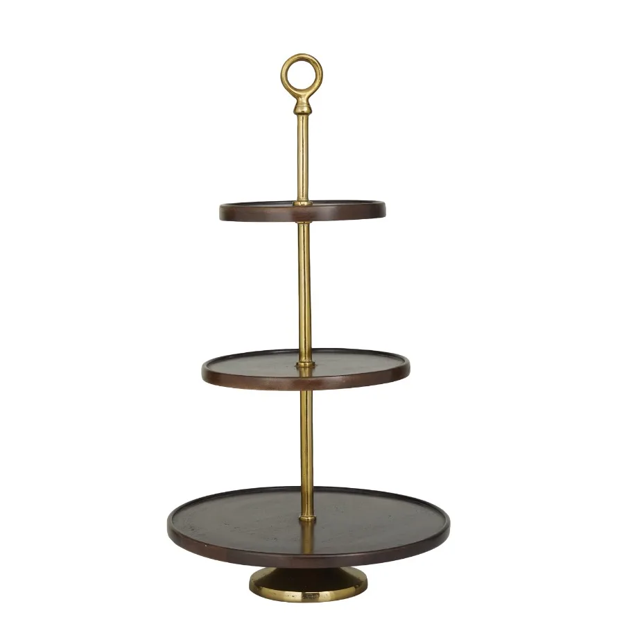 15" x 26" Dark Brown Mango Wood Tiered Server with Gold Stand 1-Piece
15" x 26" Dark Brown Mango Wood Tiered Server with Gold Stand 1-Piece