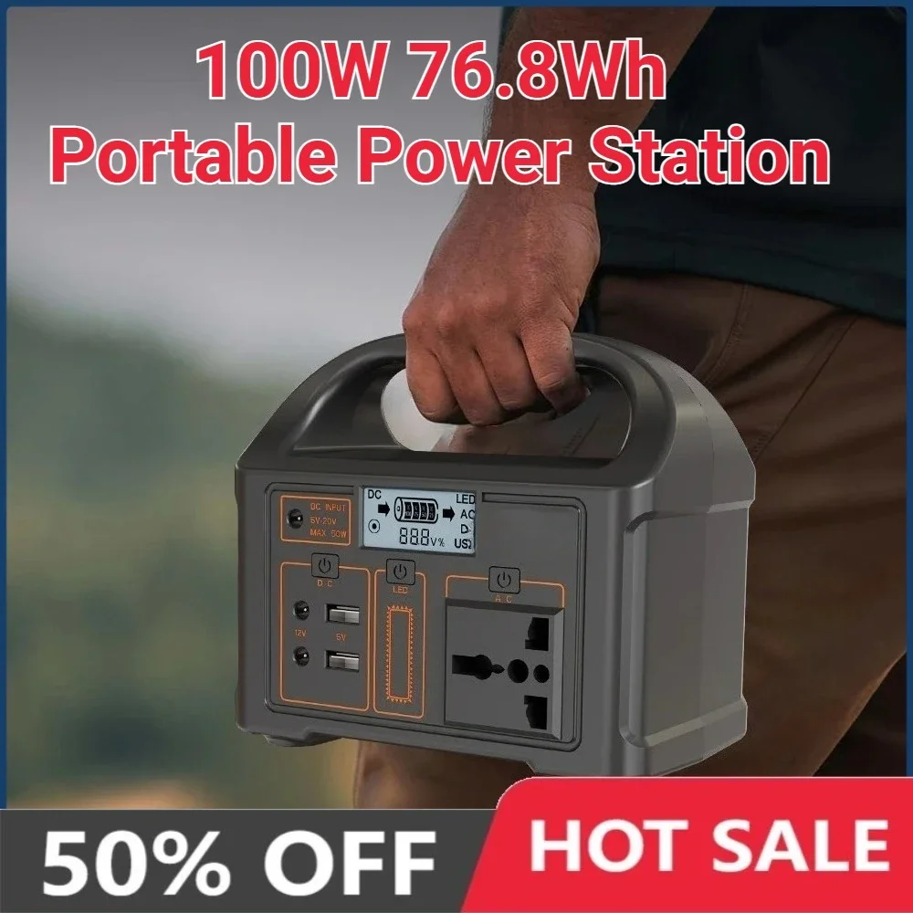 100W 76.8Wh Portable Power Station Solar Generator Outdoor Emergency Mobile 24000mAh LiFePO4 Power Bank For Camping Power LED
100W 76.8Wh Portable Power Station Solar Generator Outdoor Emergency Mobile 24000mAh LiFePO4 Power Bank For Camping Power LED