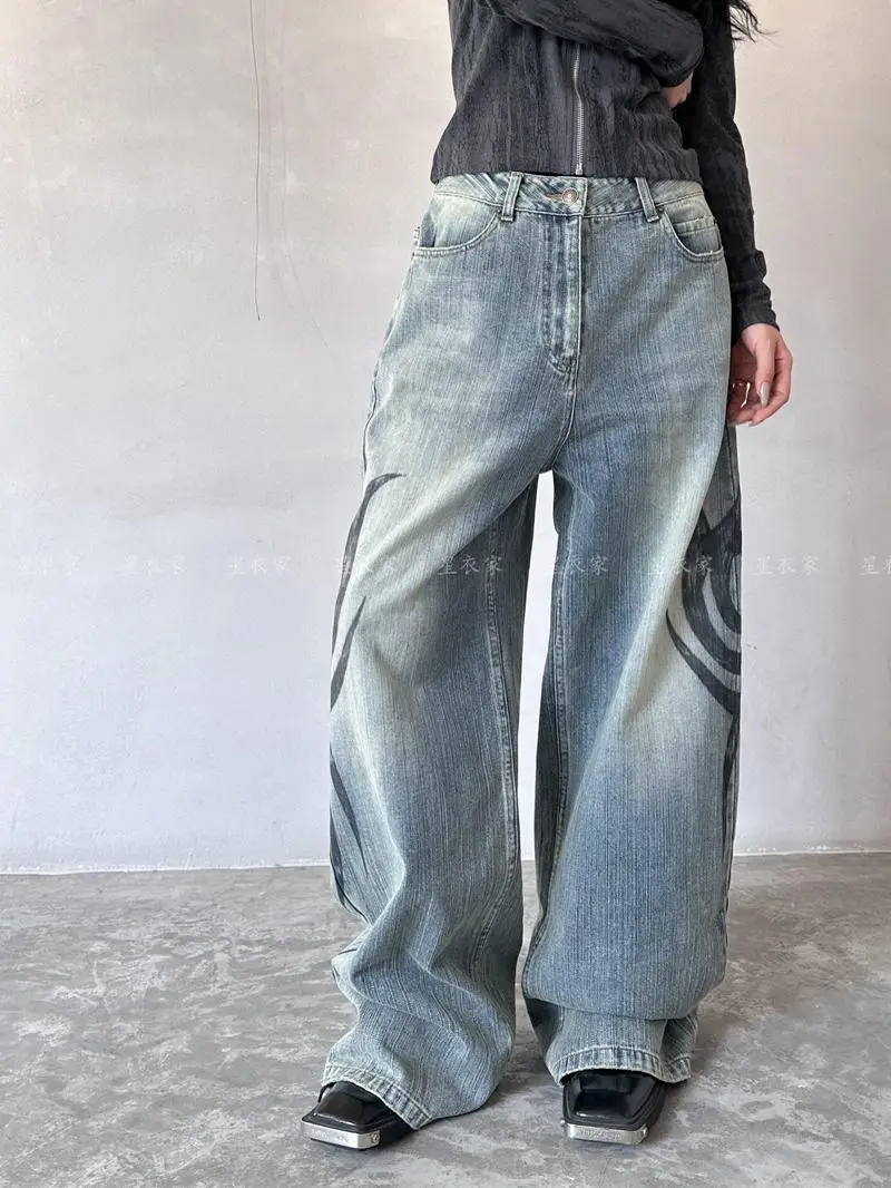 Blue Womens Jeans High Waist Vintage Design Hip Hop Straight Baggy Denim Pants Street Y2K American Style Wide Leg Denim Trouser
Blue Womens Jeans High Waist Vintage Design Hip Hop Straight Baggy Denim Pants Street Y2K American Style Wide Leg Denim Trouser
