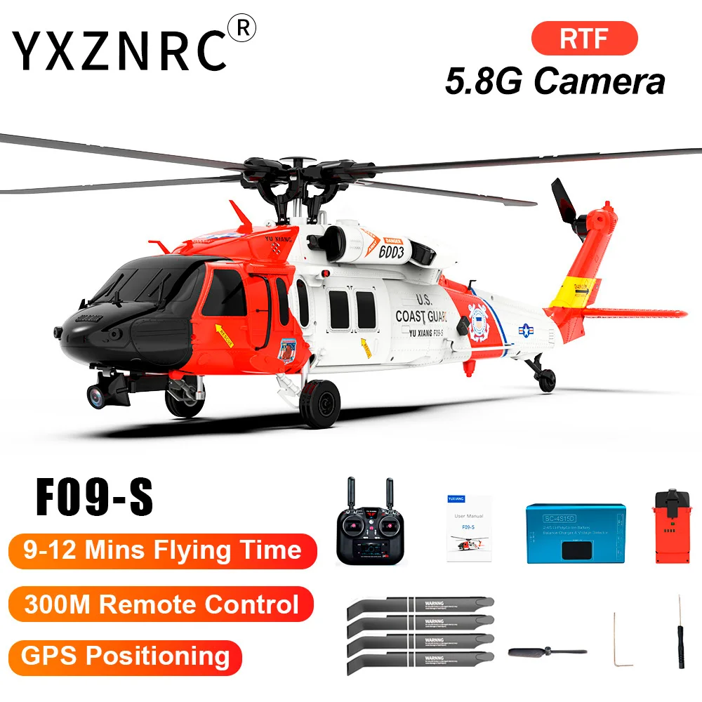RC Helicopter F09-S 2.4G 6CH Gyro GPS Optical Flow Positioning 5.8G FPV Camera Dual Brushless Motor Remote Control Aircraft
RC Helicopter F09-S 2.4G 6CH Gyro GPS Optical Flow Positioning 5.8G FPV Camera Dual Brushless Motor Remote Control Aircraft