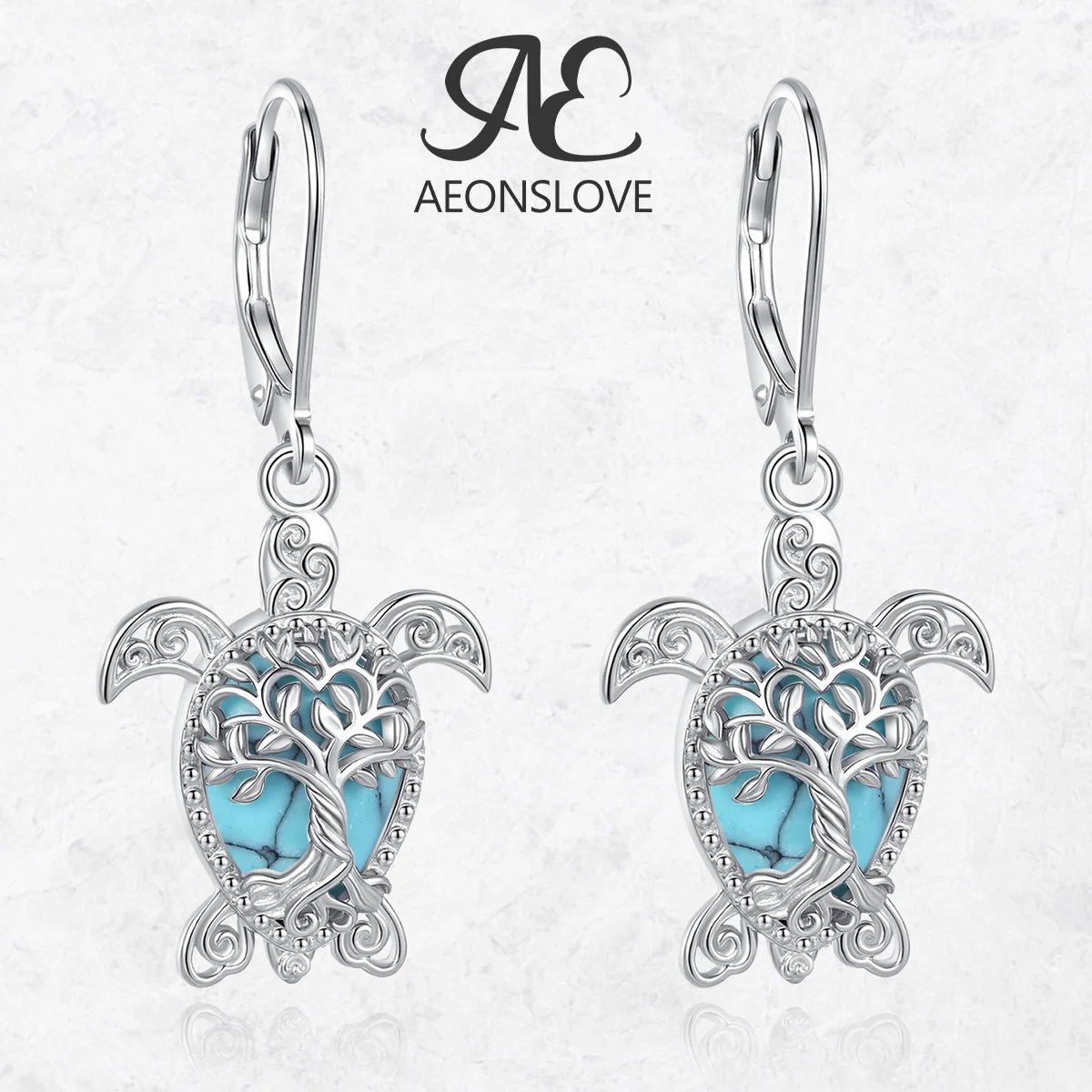 AEONSLOVE 925 Sterling Silver Turtle Earrings Tree of Life Turquoise Dangle Earrings Wicca Beach Jewelry Party Gift for Women
AEONSLOVE 925 Sterling Silver Turtle Earrings Tree of Life Turquoise Dangle Earrings Wicca Beach Jewelry Party Gift for Women