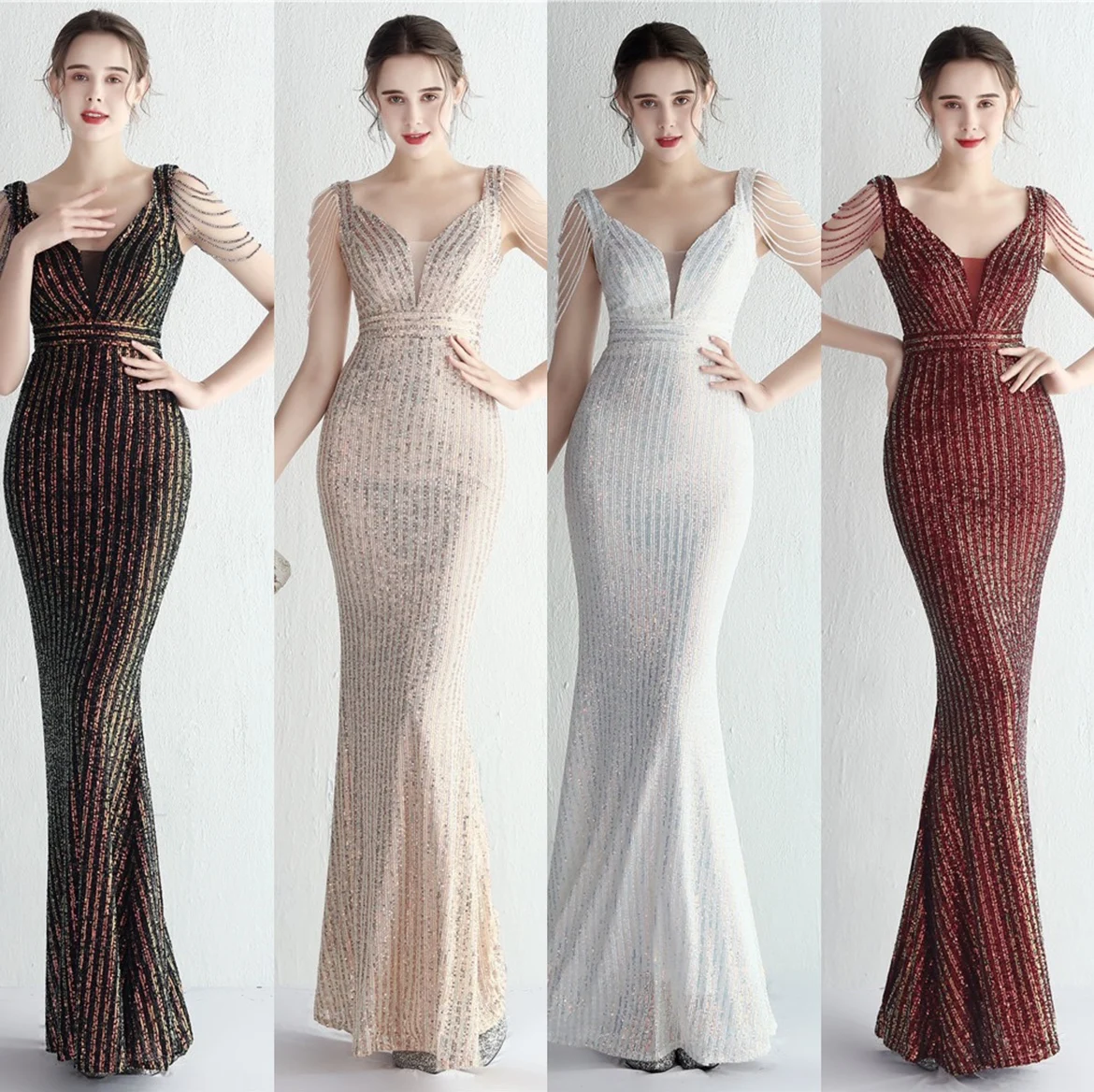Deep V Ne Evening Gown owgirl Bar Nightclub KTV Techan Foot Bath Performer Sexy Bust Exposure Sparkling Sequins Dr
Deep V Ne Evening Gown owgirl Bar Nightclub KTV Techan Foot Bath Performer Sexy Bust Exposure Sparkling Sequins Dr