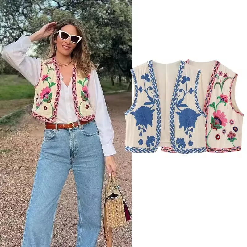 Women Floral Embroidery Vest 2025 Fashion V Neck Casual French Style Cardigan Waistcoat Y2K Streetwear Ladies Short Vest Jacket
Women Floral Embroidery Vest 2025 Fashion V Neck Casual French Style Cardigan Waistcoat Y2K Streetwear Ladies Short Vest Jacket