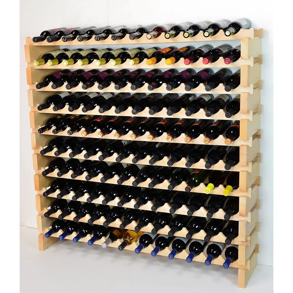 Improved 120-Bottle Wooden Wine Rack - Holds Up to 10 Rows, Suitable for 12 Bottles Each
Improved 120-Bottle Wooden Wine Rack - Holds Up to 10 Rows, Suitable for 12 Bottles Each