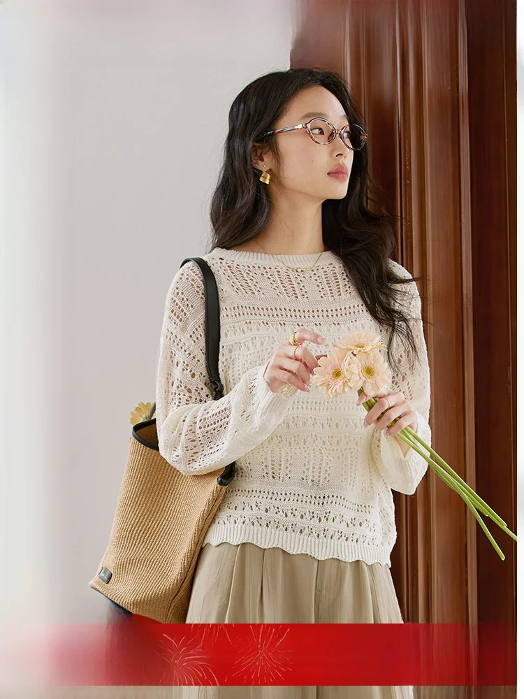 Женский свободный вязаный свитер с ажурным узором, осенний, модный, стройнящий, с длинными рукавами, круглым вырезом, стандартного кроя, топ
Женский свободный вязаный свитер с ажурным узором, осенний, модный, стройнящий, с длинными рукавами, круглым вырезом, стандартного кроя, топ