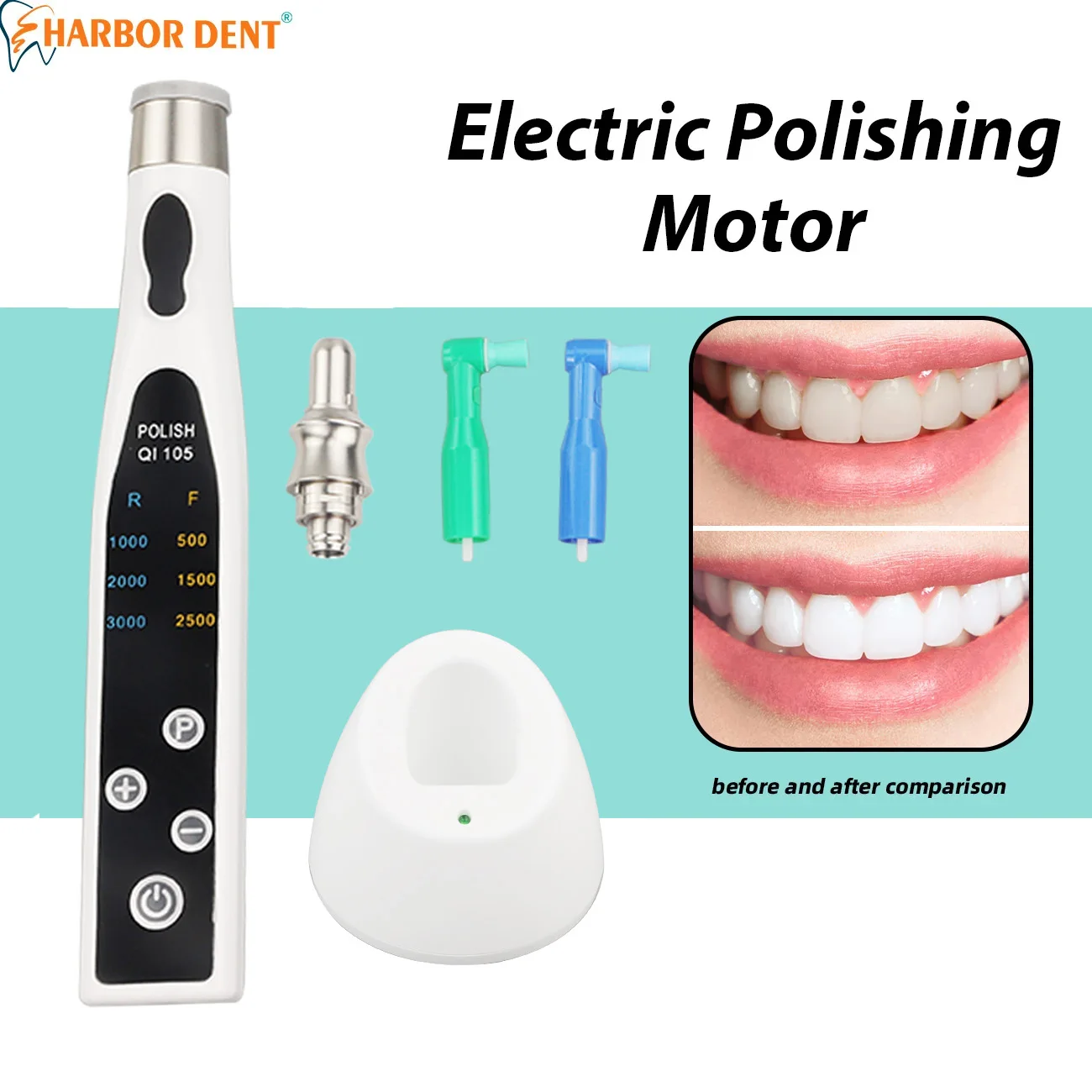Wireless Dental Electric Polishing Motor 500-3000 rpm/min Straight Handpiece With 2 Disposable Head Dentistry Tooth Cleaner Tool
Wireless Dental Electric Polishing Motor 500-3000 rpm/min Straight Handpiece With 2 Disposable Head Dentistry Tooth Cleaner Tool