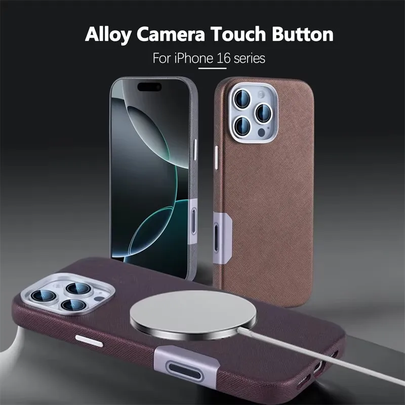 Phone case Luxury Plain Leather Shockproof Cover For iPhone 16 15 14 Pro Max MagSafe Alloy Camera Touch Button Wireless Charging
Phone case Luxury Plain Leather Shockproof Cover For iPhone 16 15 14 Pro Max MagSafe Alloy Camera Touch Button Wireless Charging