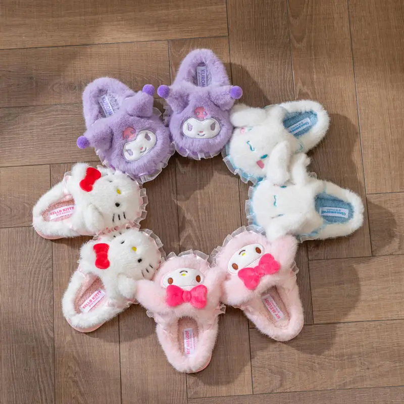 Sanrio Kuromi Cute Cotton Plush Slippers Anime Hello Kitty Kid Winter Thick Shoes Home Interior Warm Slippers Cartoon Girl Shoes
Sanrio Kuromi Cute Cotton Plush Slippers Anime Hello Kitty Kid Winter Thick Shoes Home Interior Warm Slippers Cartoon Girl Shoes