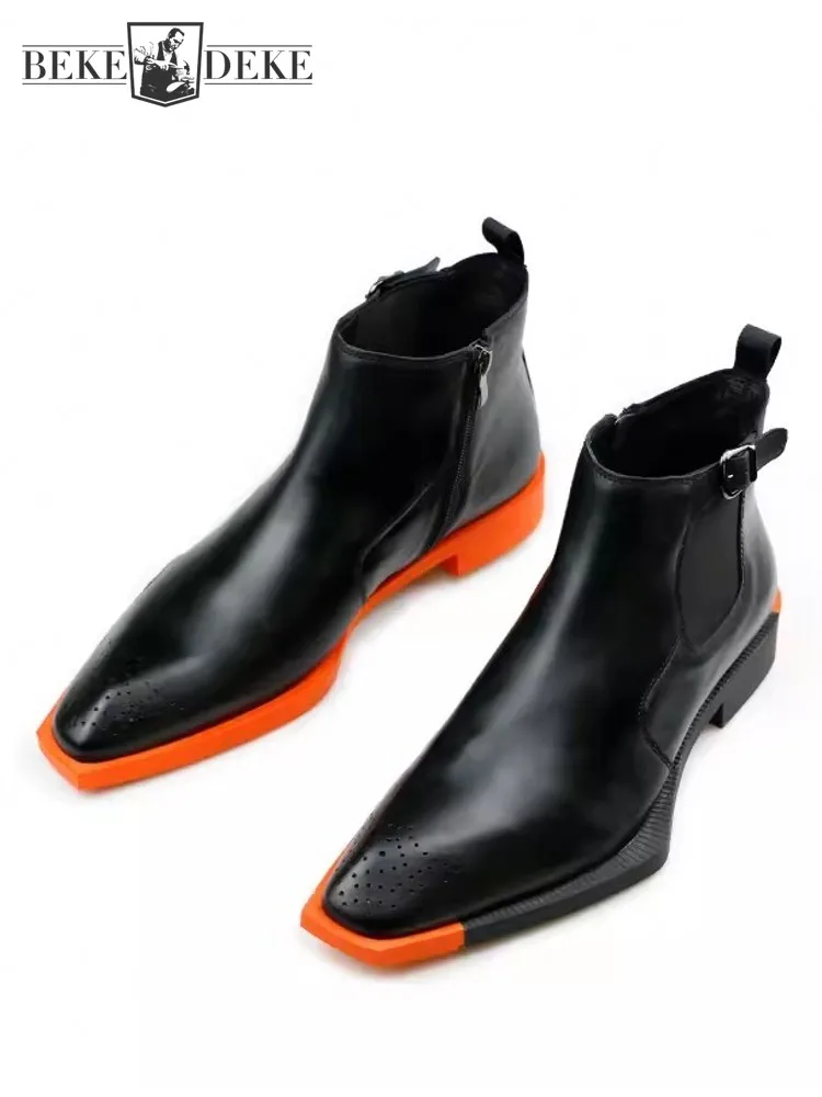 Mens Autumn Business Work Chelsea Boots Square Toe High Top Buckle Cowhide Genuine Leather Shoes Designer Platform Ankle Boots
Mens Autumn Business Work Chelsea Boots Square Toe High Top Buckle Cowhide Genuine Leather Shoes Designer Platform Ankle Boots