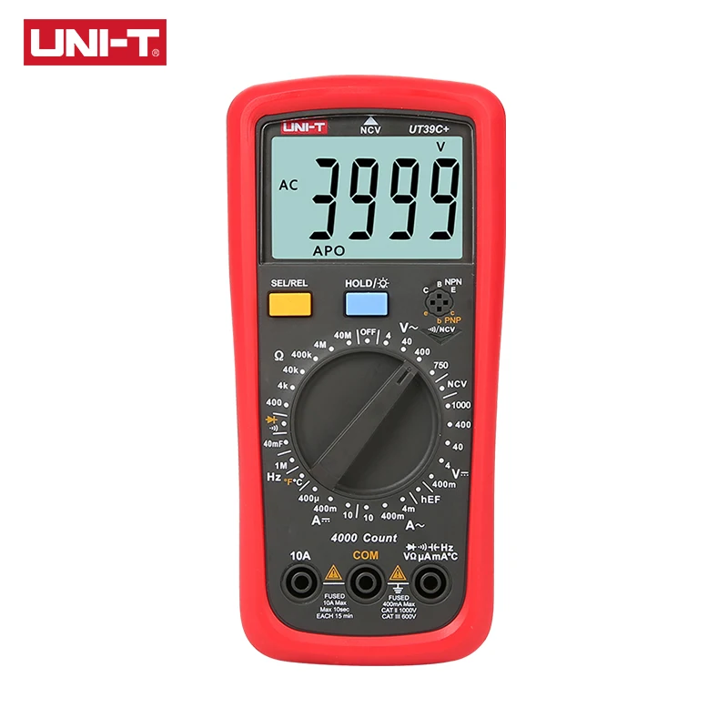 UNI-T Digital Multimeter UT39A+ UT39C+ AC/DC Voltage Current Resistance Capacitance Frequency Temperature measurement
UNI-T Digital Multimeter UT39A+ UT39C+ AC/DC Voltage Current Resistance Capacitance Frequency Temperature measurement