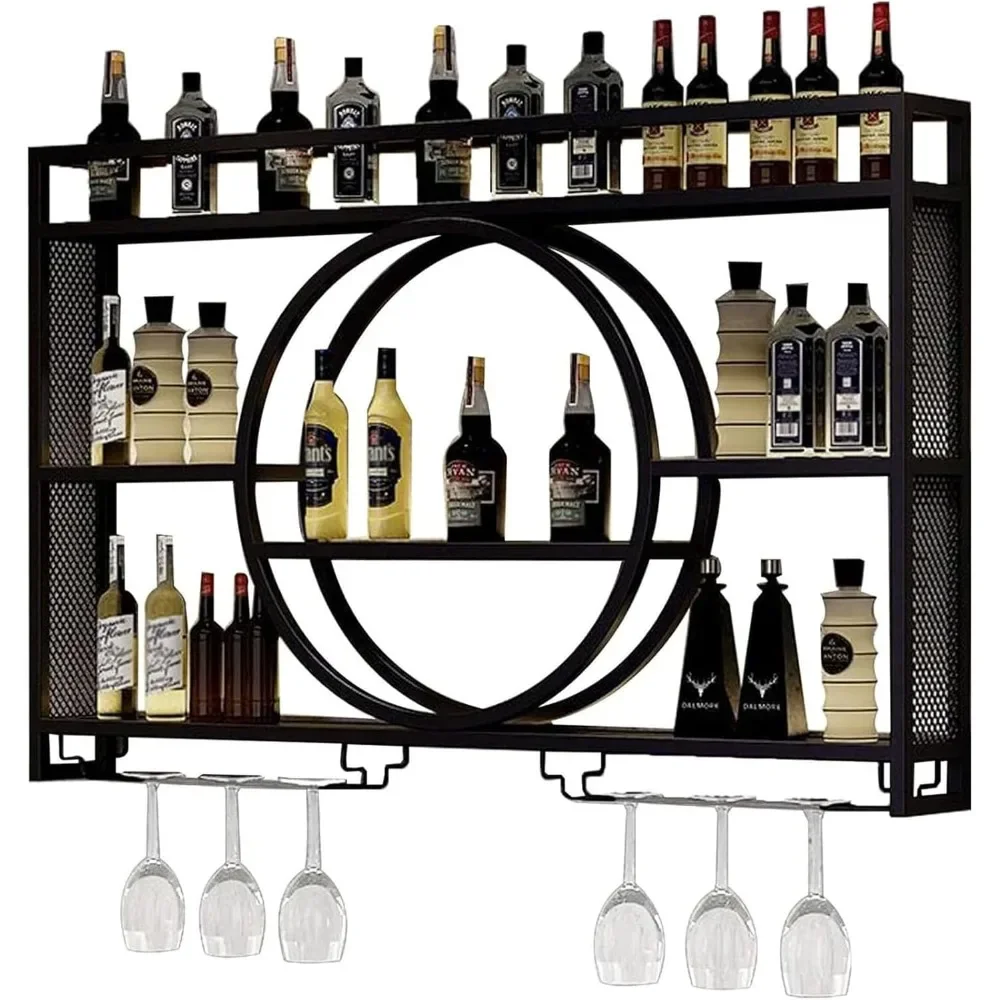 Wall Mounted Wine Rack, Hanging Metal Round Wine Rack Cabinet, Multifunctional Storage Rack, Vintage Style Wine Bottle Shelf.
Wall Mounted Wine Rack, Hanging Metal Round Wine Rack Cabinet, Multifunctional Storage Rack, Vintage Style Wine Bottle Shelf.