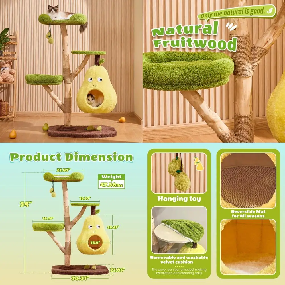 Premium Indoor Cat Tree Tower with Scratching Post, Multi-Level Perch, and Decorative Pear Bed for Home Aesthetics
Premium Indoor Cat Tree Tower with Scratching Post, Multi-Level Perch, and Decorative Pear Bed for Home Aesthetics