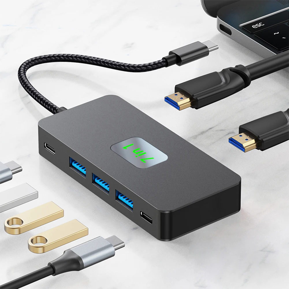 Док-станция 7 в 1 USB C, двойной HDMI-совместимый монитор, док-станция PD 100 Вт USB C 3 * USB3.0 и 1 * USB-C с 2 портами 4K HDMI-совместимы
Док-станция 7 в 1 USB C, двойной HDMI-совместимый монитор, док-станция PD 100 Вт USB C 3 * USB3.0 и 1 * USB-C с 2 портами 4K HDMI-совместимы