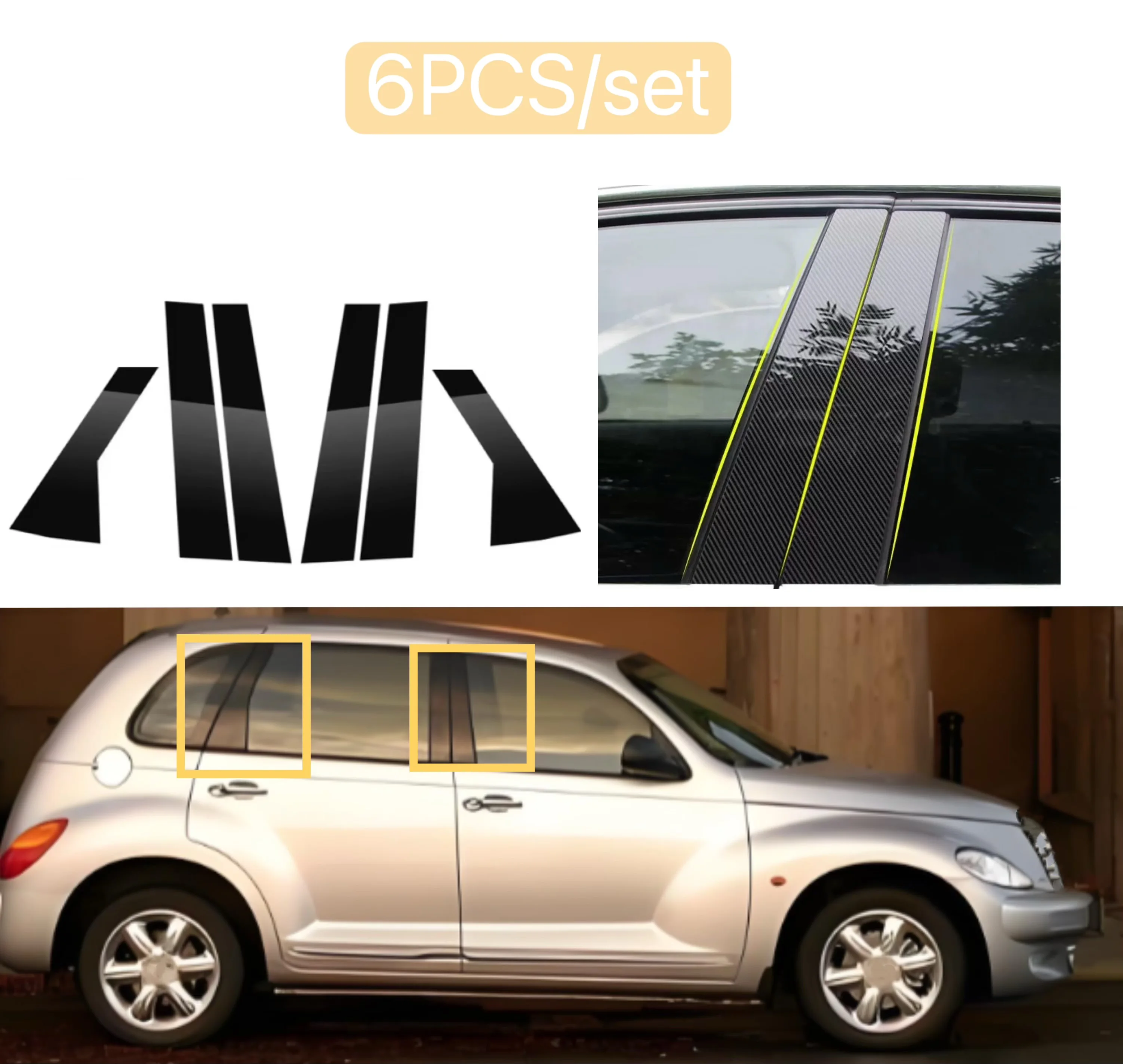 6PCS Glossy Black Carbon Pillar Posts Fit For Dodge PT Cruiser 2000-2010 2011 2012Car Door Window Column BC Trim Sticker Cover
6PCS Glossy Black Carbon Pillar Posts Fit For Dodge PT Cruiser 2000-2010 2011 2012Car Door Window Column BC Trim Sticker Cover