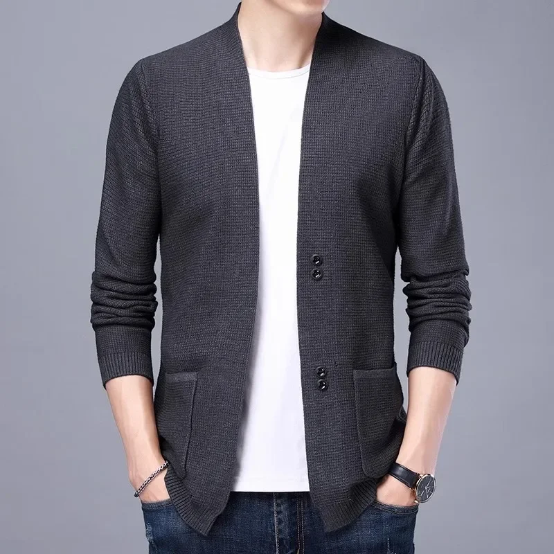 Autumn Winter Knitted Cardigan Men Fashion Slim Fit Sweater Outerwear Mens Solid Color V Neck Casual Korean Knit Cardigan Ma
Autumn Winter Knitted Cardigan Men Fashion Slim Fit Sweater Outerwear Mens Solid Color V Neck Casual Korean Knit Cardigan Ma