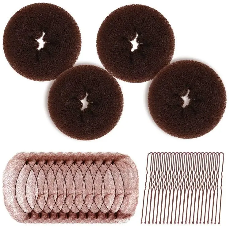 Hair Bun Maker Kit - 4 Medium Donut Shapers, 10 Nets, 10 Pins, Crown Shaper
Hair Bun Maker Kit - 4 Medium Donut Shapers, 10 Nets, 10 Pins, Crown Shaper