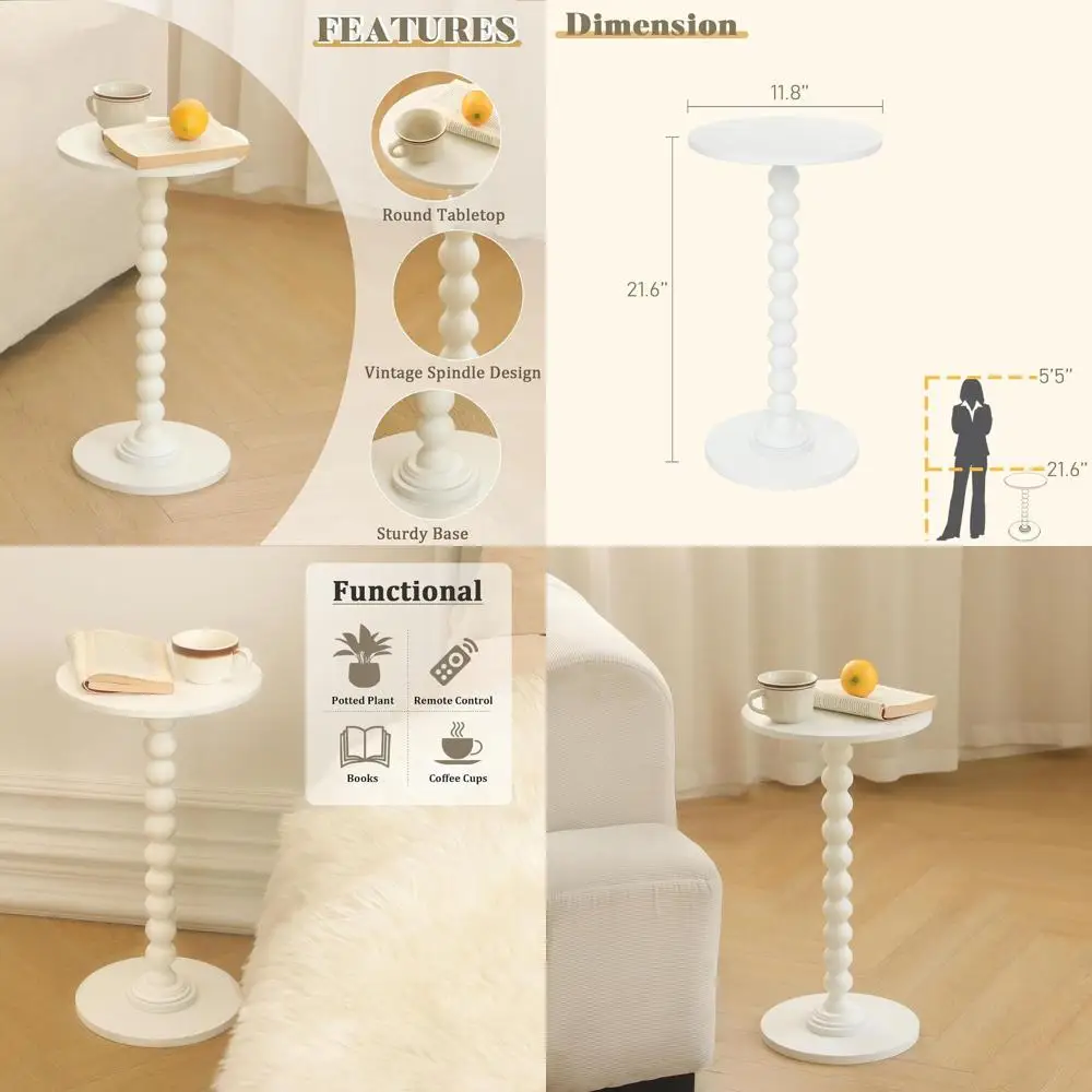 Compact White Accent End Table for Living Room, Bedroom, and Office with Solid Wood Leg
Compact White Accent End Table for Living Room, Bedroom, and Office with Solid Wood Leg