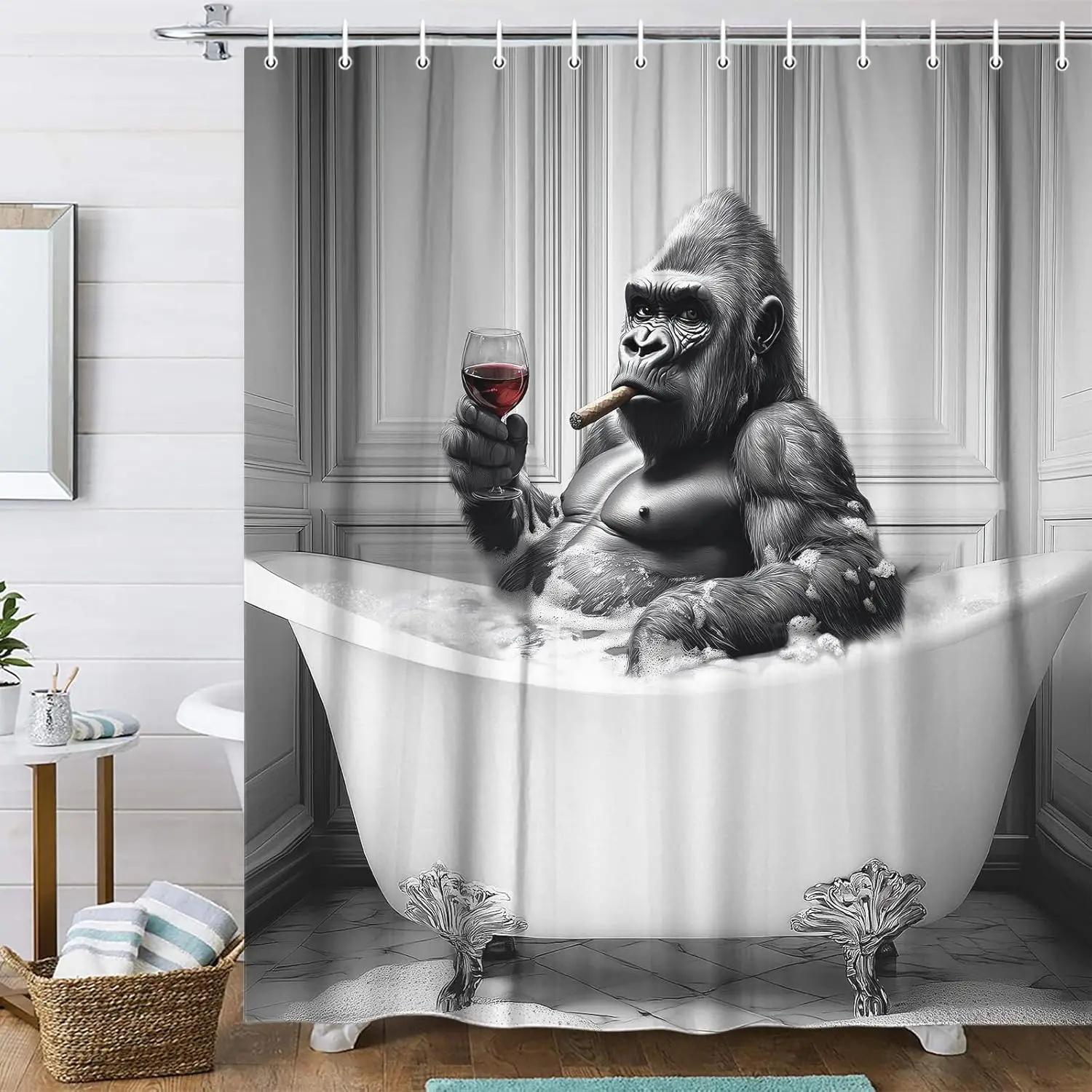 Gorilla Bathtub Shower Curtain Funny Animal Art Print for Bathroom Decor
Gorilla Bathtub Shower Curtain Funny Animal Art Print for Bathroom Decor