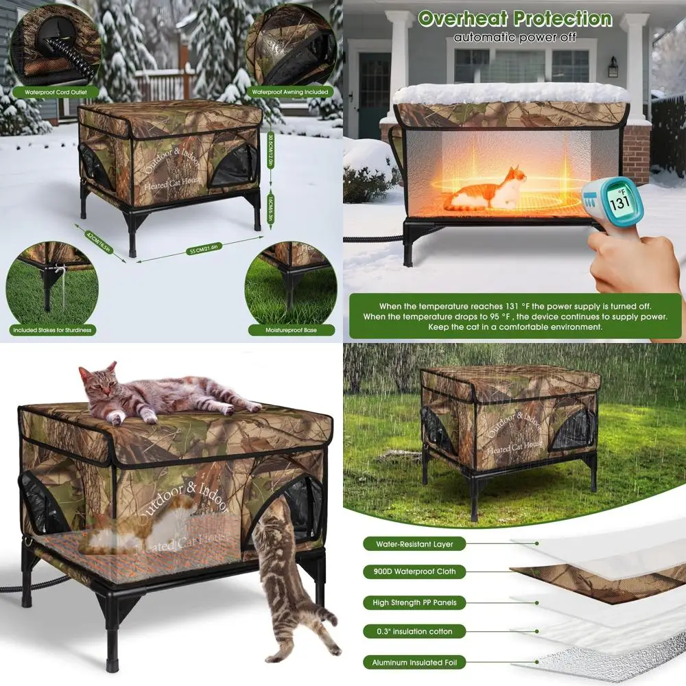 Winter Insulated Outdoor Cat Shelter with Heating Pad, Dual Doors, Waterproof, Camouflage, 21.5x16.5x18
Winter Insulated Outdoor Cat Shelter with Heating Pad, Dual Doors, Waterproof, Camouflage, 21.5x16.5x18